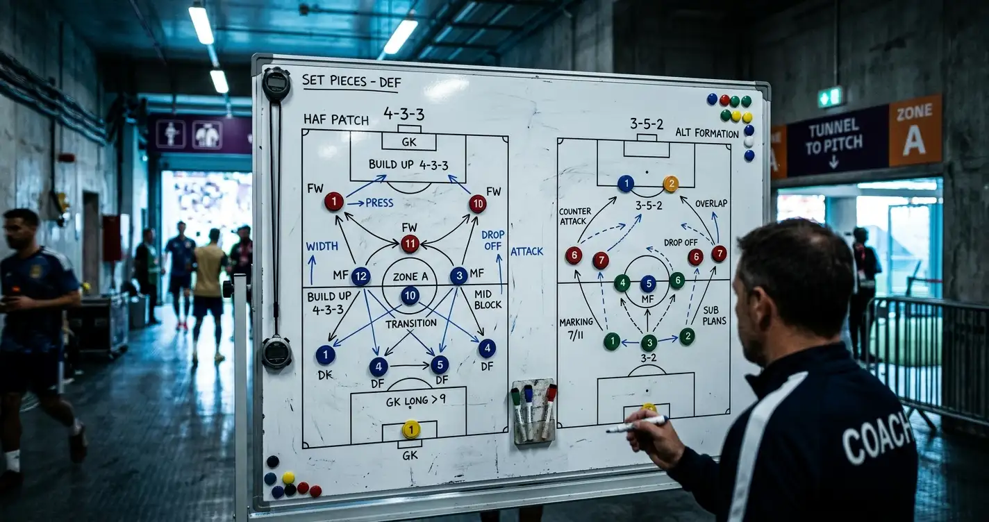 Taktiktafel mit Aufstellungsvarianten für ein WM-Viertelfinalspiel