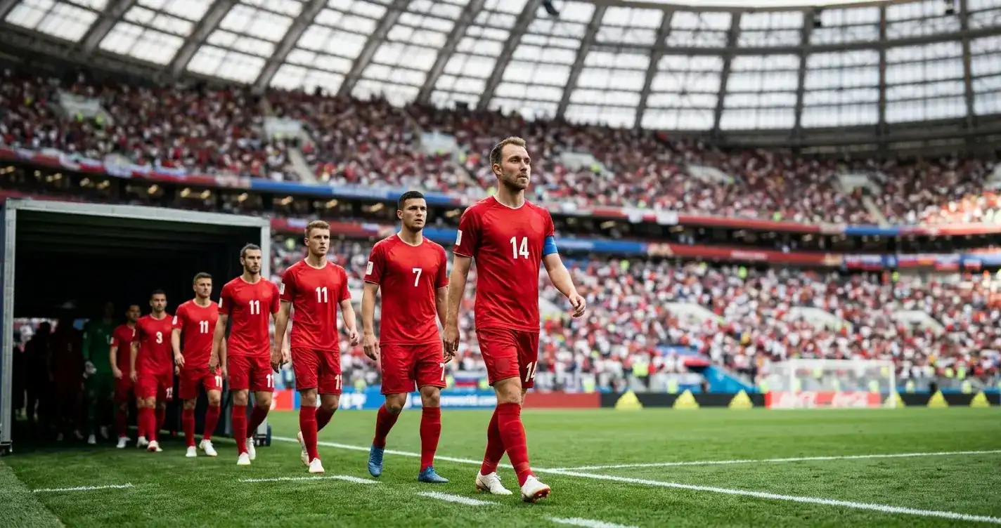 Schweizer Nationalmannschaft beim Einlaufen vor einem WM-Spiel