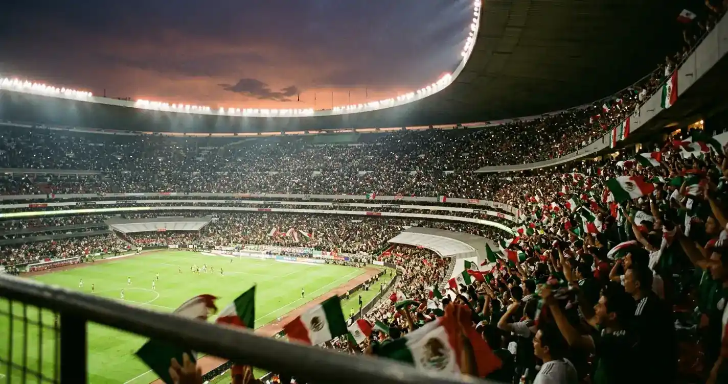 Stadionatmosphäre im Estadio Azteca bei einem mexikanischen WM-Spiel